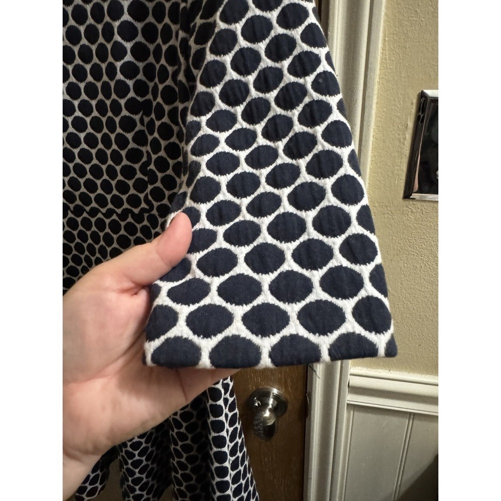 Boden Navy White Polka Dot Fit and Flare Lined Dress 3/4 Sleeve US 12R UK 16R - Picture 5 of 10